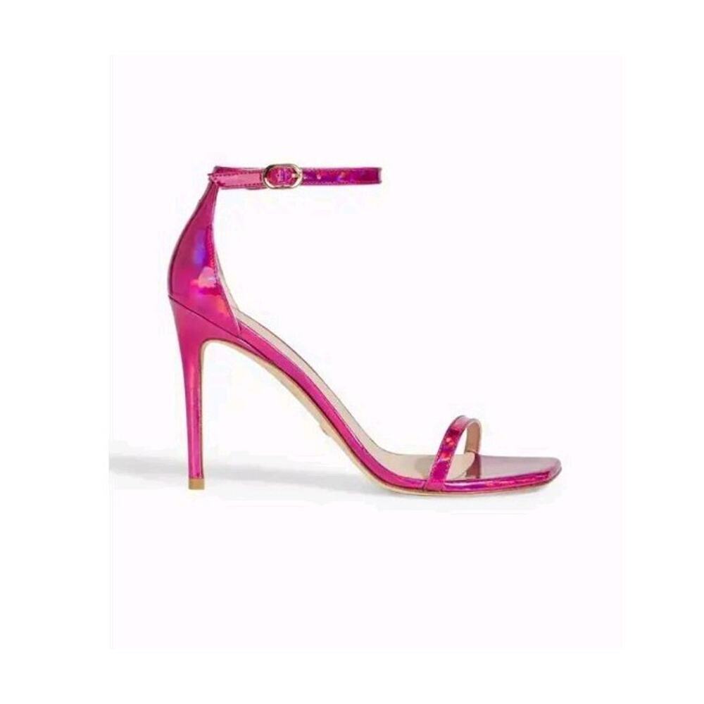 Stuart Weitzman Nudistcurve 100 Stilleto Heel in Pink Fushia Iridesent Women 9